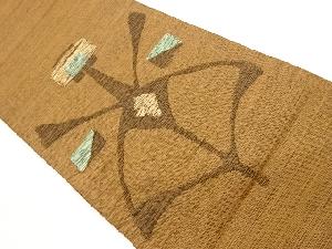 リサイクル　手織り紬抽象模様織出し名古屋帯